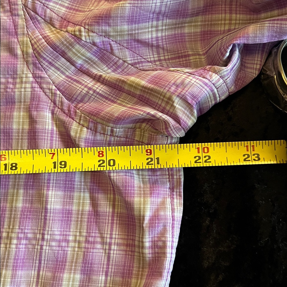 Duluth Trading Co Lavender Plaid Shirt - Picture 4 of 5